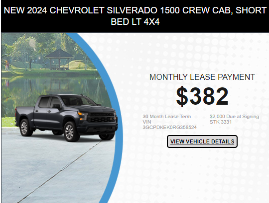 NEW 2024 CHEVROLET SILVERADO 1500 CREW CAB, SHORT BED LT 4X4